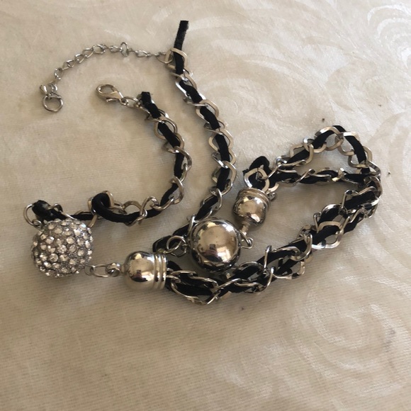 multi strand black color and silver tone necklace - Picture 11 of 13